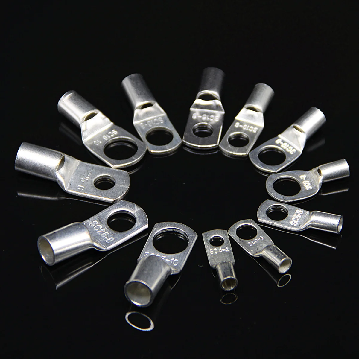 100/60Pcs SC Bare Crimp Terminals lug Tinned Copper Lug Ring Electrical Wire Connectors Cable Splice Terminal Kit Assortment