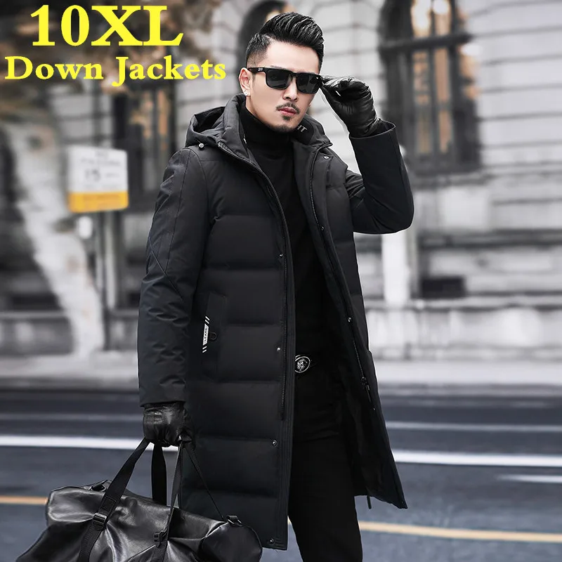 

10XL new big plus size 9XL Winter Men's Brand Clothing 90% White Duck Hooded Seamless Warm Down Jackets