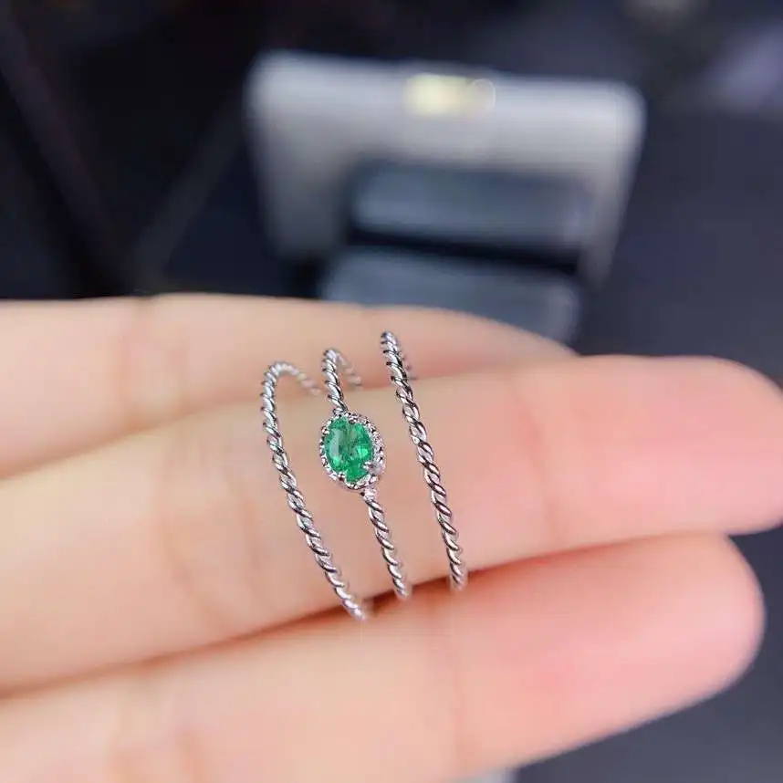 

KJJEAXCMY fine jewelry S925 sterling silver inlaid natural Emerald new girl trendy gemstone ring support test Chinese style