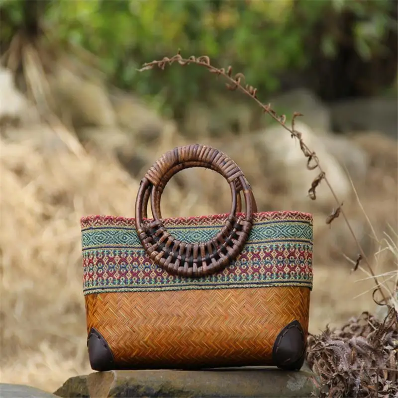 Retro Japanese Handmade Bamboo Woven Bag Mini Woven Women Bamboo Bag Tea Ceremony Storage Knitting Handbag a6104