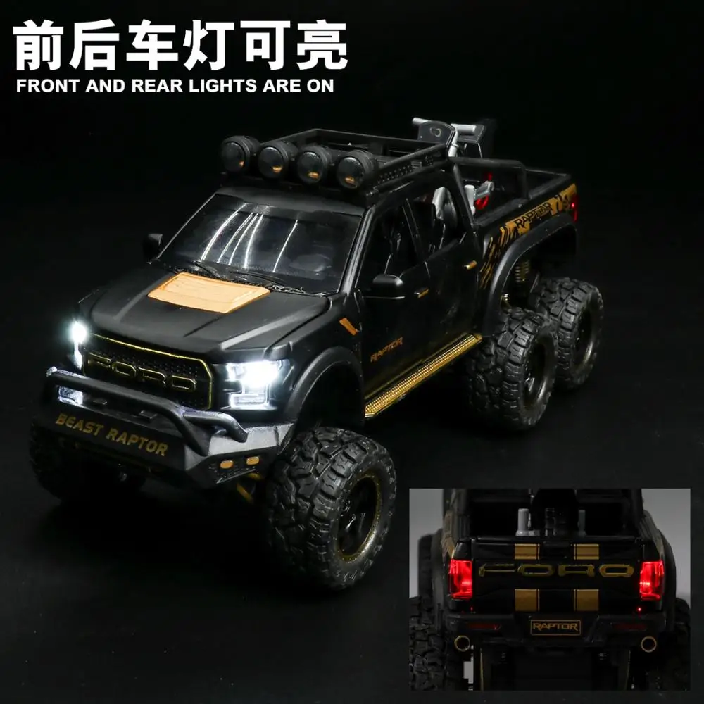 1:28 Diecast Spielzeug Auto Modell Metall Räder Kinder Spielzeug Suv Fahrzeug Simulation F150 Sound Licht Ziehen Auto Ornament Junge auto Spielzeug Geschenk