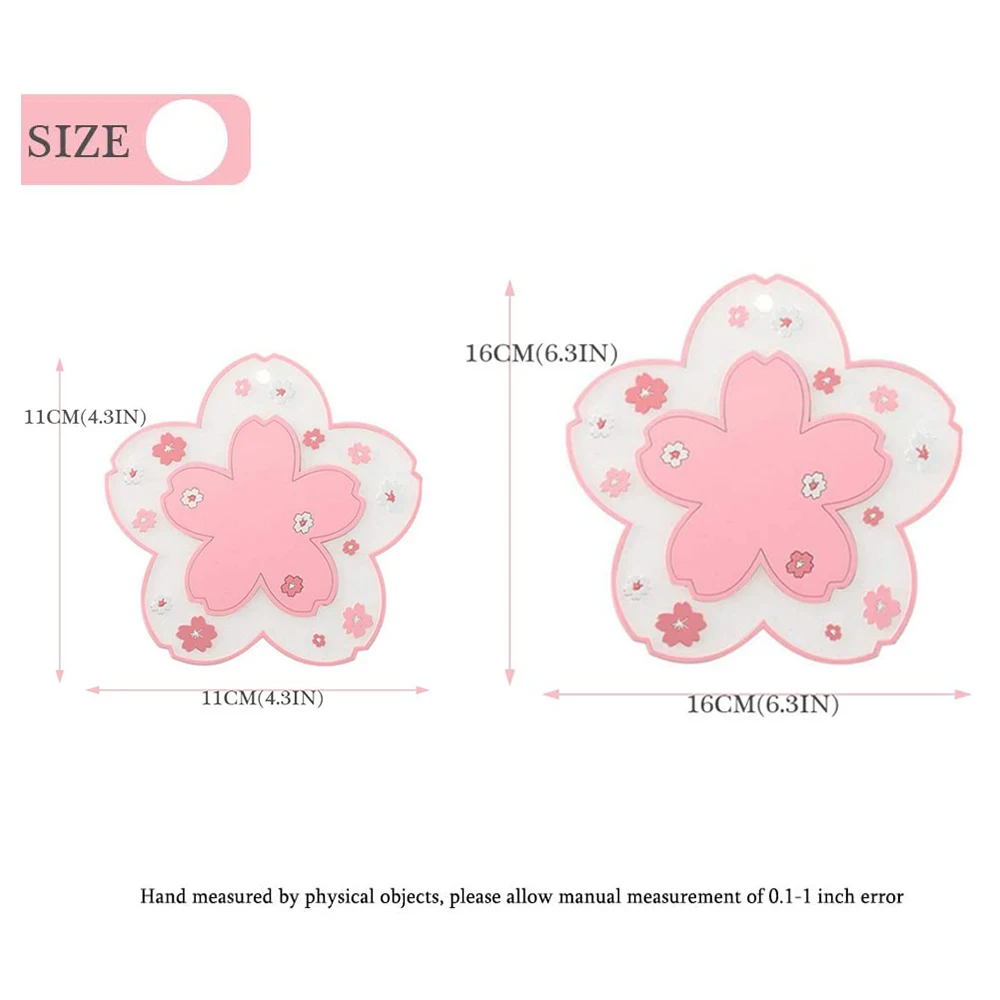 Cherry Blossoms Coffee Mat Kawaii PVC Cup Home Tea Mug Coaster Durable Anti-skid Pot Bowl Small Sakura Pad Placemat Pink White