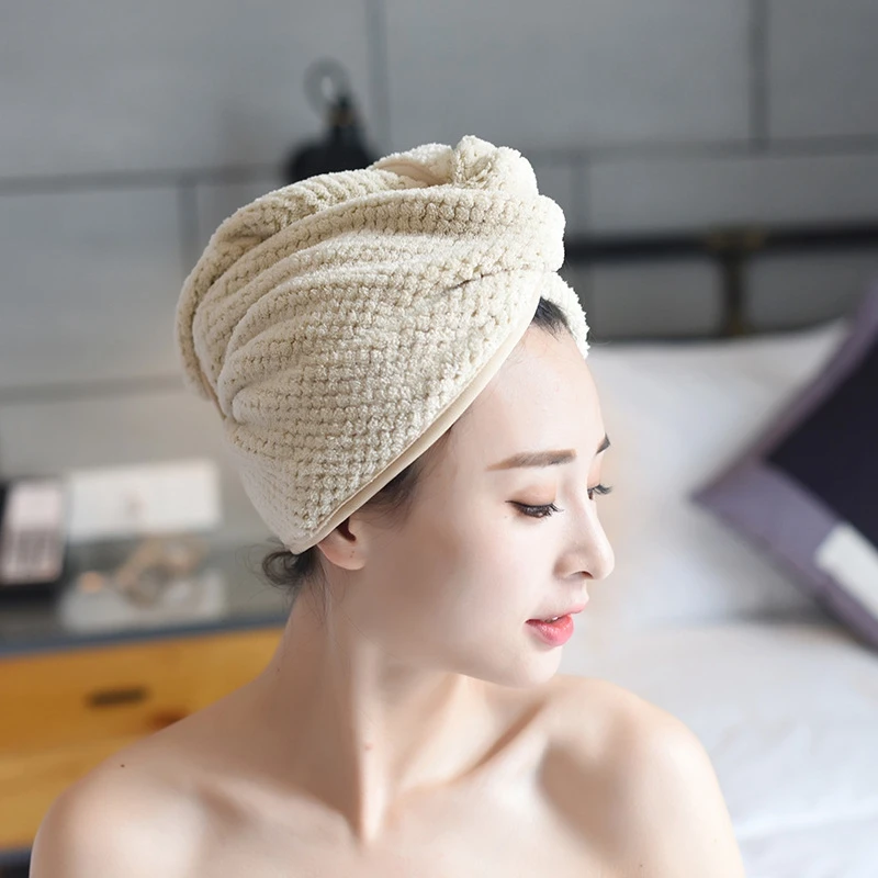 Drying Hair Towel Dry Hair Cap Microfiber Hair Drying Wrap Strong Water Absorbent Triangle Shower Hat Wiping Hair Towel Tool