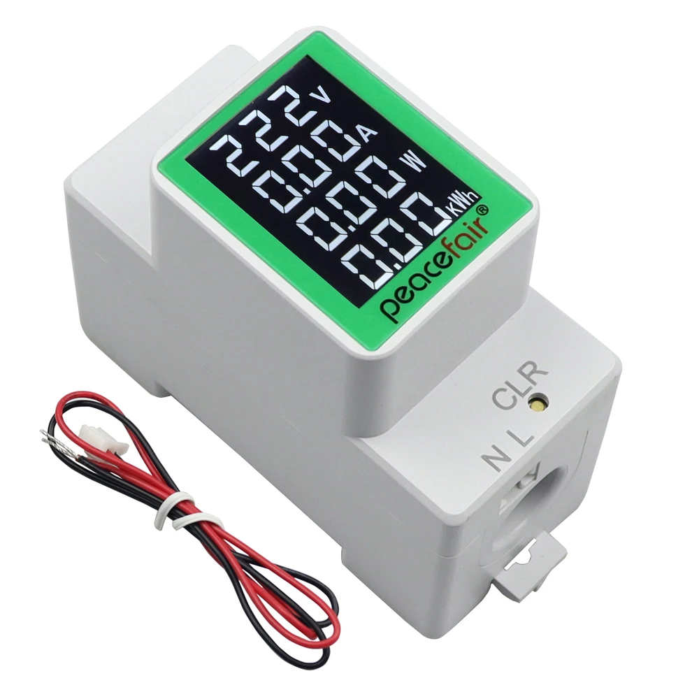 Digital LCD AC DIN RAIN 50-300V 0-100A 50/60Hz Meter Voltage Amps Power Energy Voltmeter Wattmeter Tester