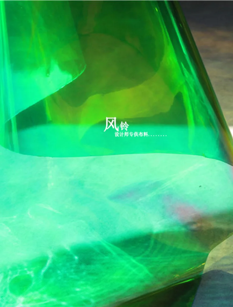 0.4mm TPU Fabric Green Waterproof PVC Laser Film Vinyl DIY Raincoat Windbreaker Bags Decor Plastic Clothes Designer Fabric