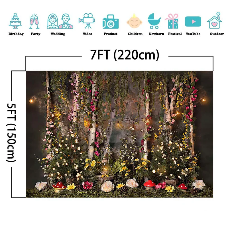 Forest Jungle Sping Flower Dreamy Photography Background Newborn Baby Child Birthday Portrait Cake Smash Backdrop Photo Studio