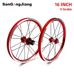 Bicycle wheelset 16 inch aluminum alloy bike wheel V brake variable speed folding bikes front 2 rear 4 Peilin wheel set 11 speed