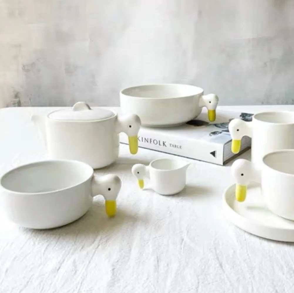 Dubbelwandige Glazen напальчники для пубг Gobelet Plastique Coffee Cup Set Yellow Duck Ceramic Tableware Creative Cartoon Bowl