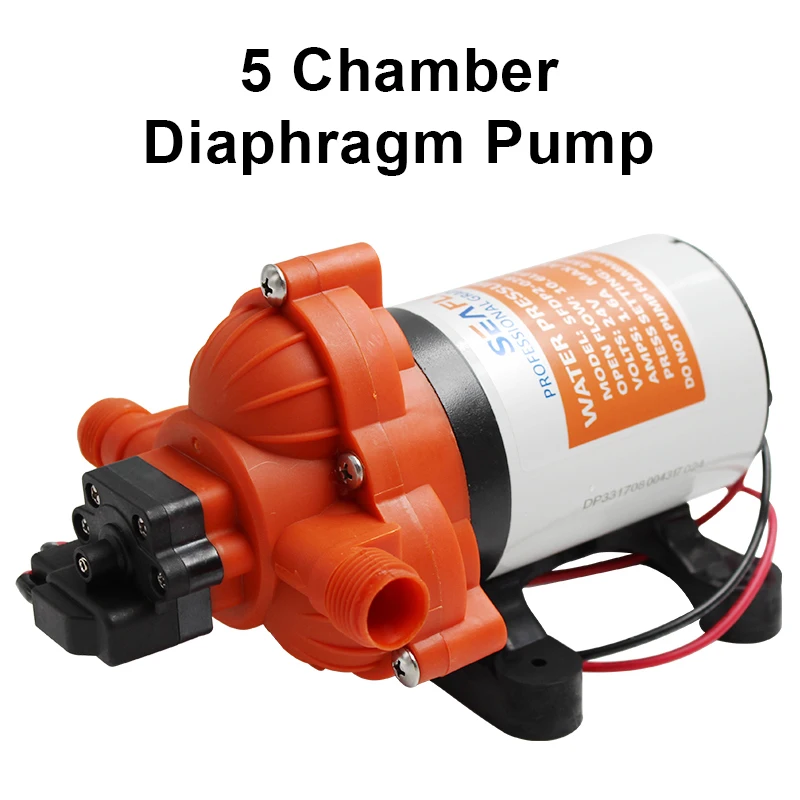 SEAFLO-Kit de Pompe de Lavage de Pont de Bord, Série 51, 5 GPM 70 PSI, avec Tuyau Enroulé de 6m, Haute Pression, pour Bateau, Yacht, Voiture, 24V