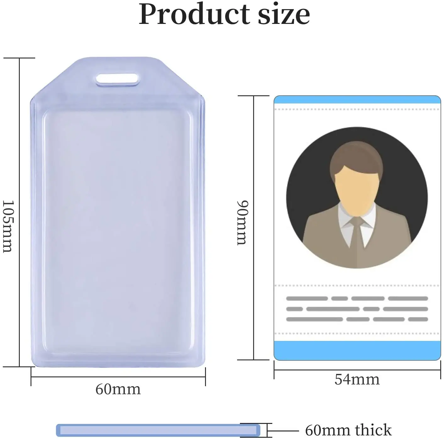 Heavy Duty ID Card Badge Holder, Hard Plastic Vertical Silicone Soft Clear PVC Card Holder Name Tag Holder 57x102mm