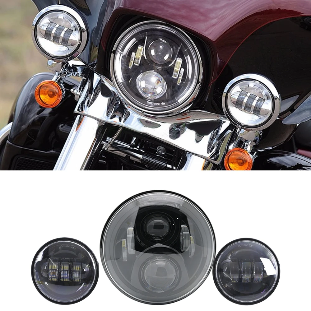 

For Road Glide Road King Street Glide Lamp Round 7inch led headlight Passing Lamp 4.5 Inch LED Fog Light For Ducati Monster