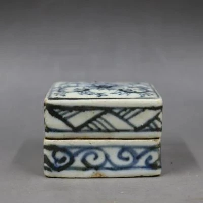

Antique porcelain blue and white square printing box