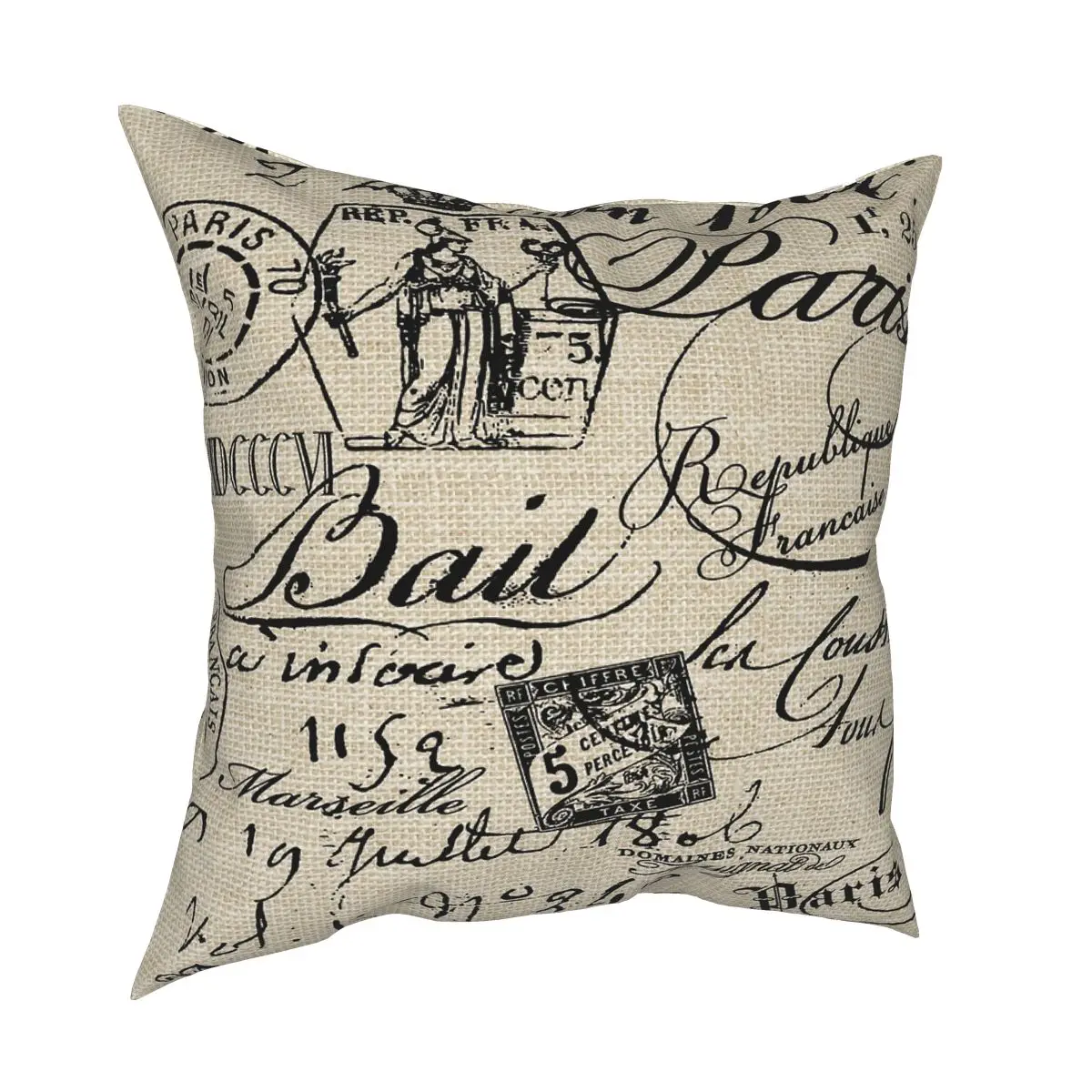 French Script Square Pillowcase Polyester Pattern Decorative Pillow Case Home Cushion Case Wholesale 18