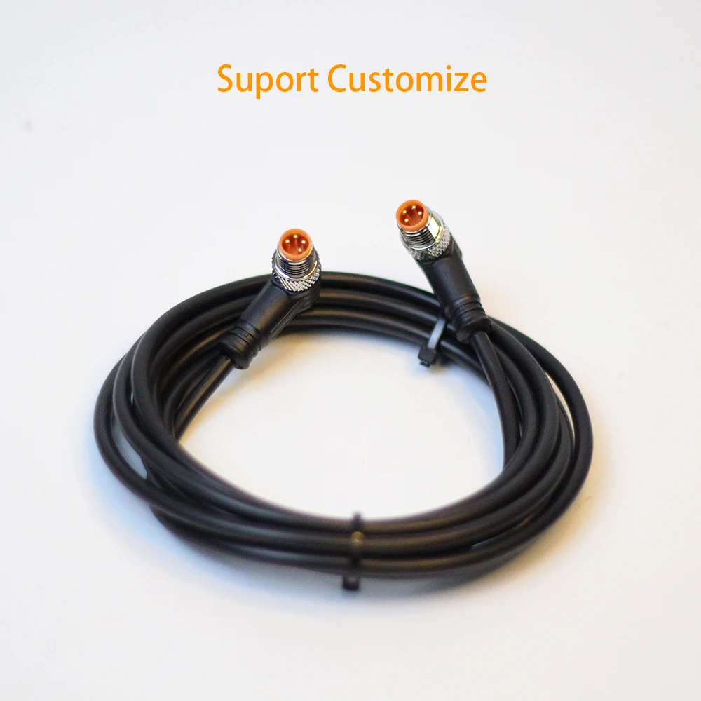 Cloweit M8 3pin 4pin Male to Female 2 Meter Extension Cable IP67 PVC Sensor Thread Plug-in Customize Cables