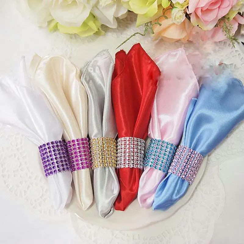 

10 PCS 30x30 CM Wedding Party Decoration Solid Satin Fabric Table Napkin Ceremony Decor Folding Cloth Red Blue Pink Tablecloth