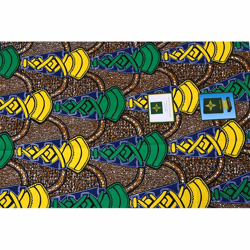 2019 Latest Design African Fashion Yellow & Green Print 100% Cotton Veritable Ankara Guarantee Real Wax Java