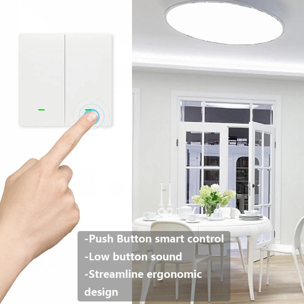 EJLINK EU/UK Smart Zigbee Switch No Neutral Wire APP Remote Control Push Button Light Switches Works with Alexa Interruptor