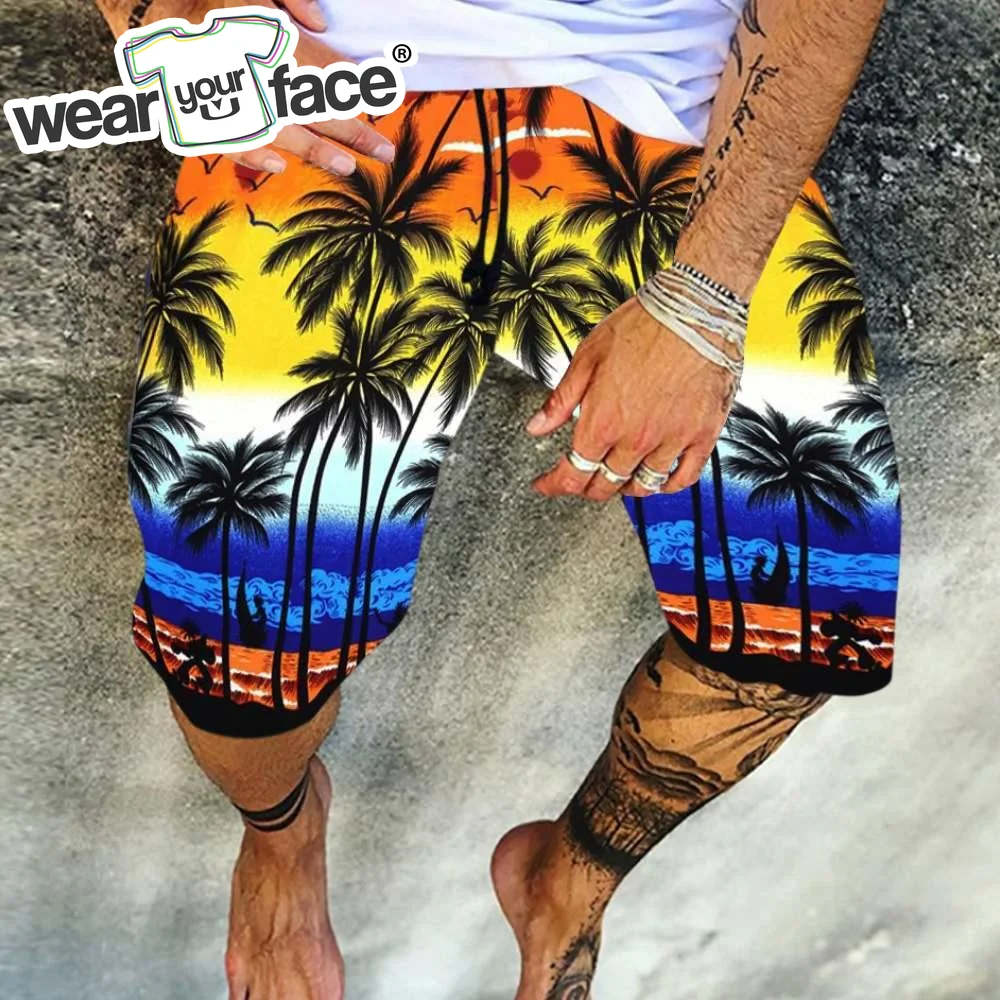 Sunset Palm Trees 3D All Over Printed Summer Shorts Fashion Beach Men Bermuda Gym Casual Short Home Unisex Cargo Shorts Dropship