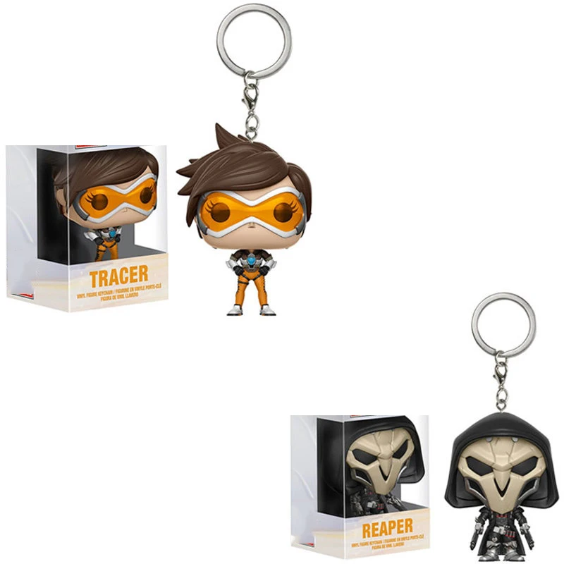 Anime OW Game Figure OVER WATCH Reaper & TRACER Funkostyle pocket Keychain action figure Toys For kids Xmas gift