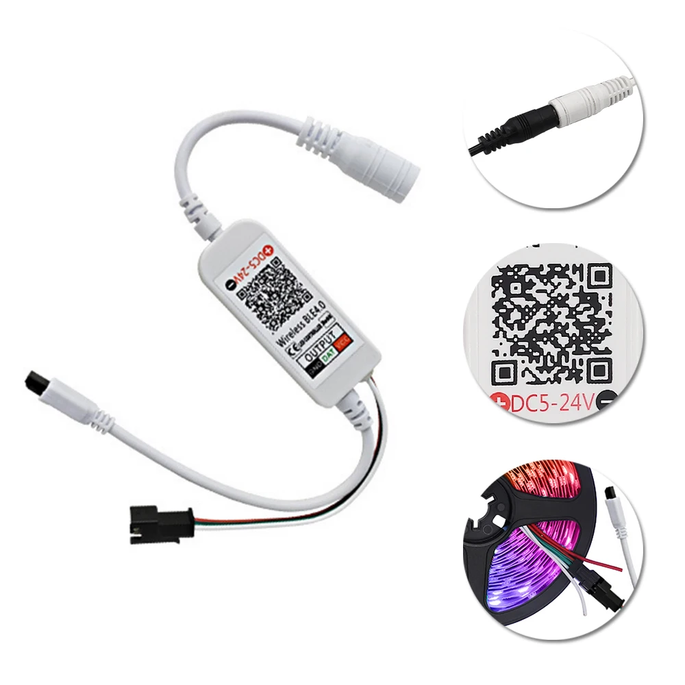 DC5-24V Bluetooth Controller Music Control WS2811 WS2812B LED Strip Light Controller with 21Key IR Remote