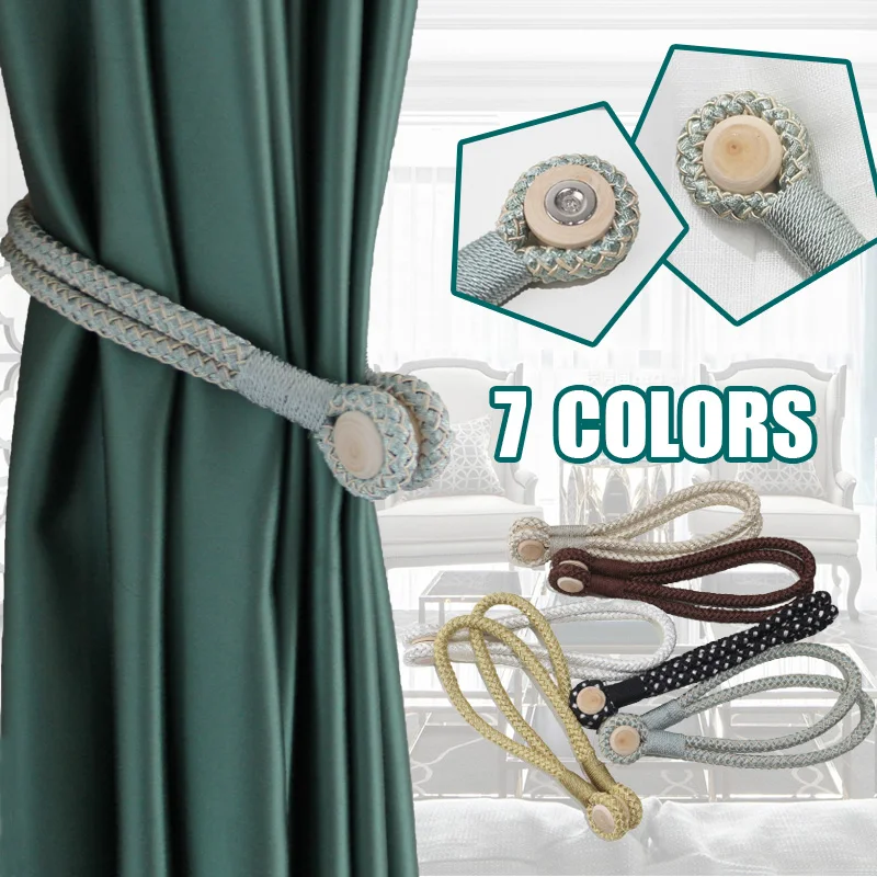 1Piece Magnetic Curtain Tieback Handmade Curtains Holder Clips Buckle Straps Curtain Accessories Wood Tie Backs Home Decorations