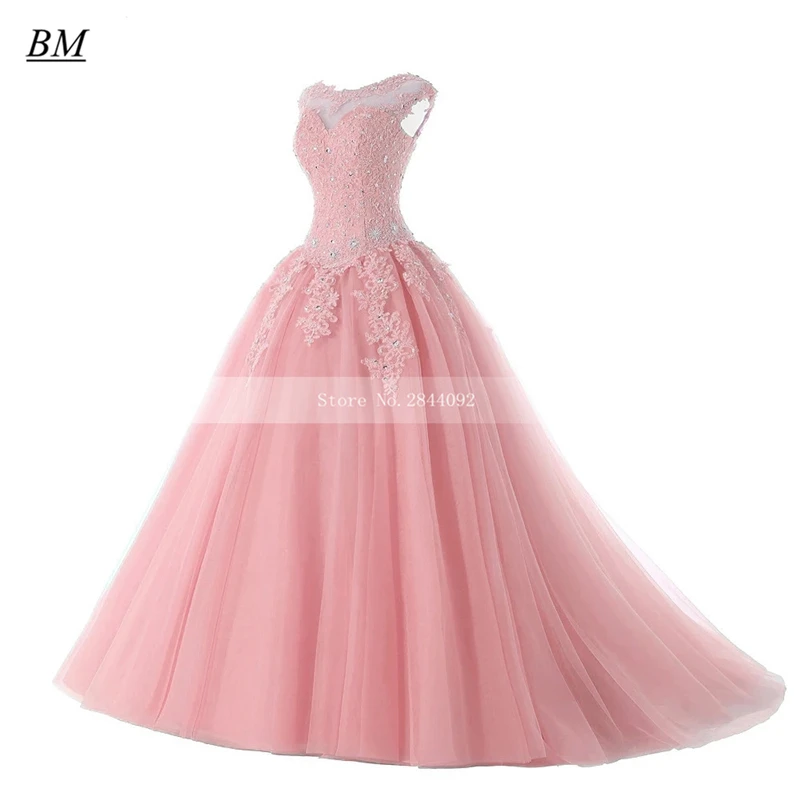 BM In Stock Puffy Quinceanera Dresses Ball Gown Beads Sweet 16 Dress Prom Party Gown Debutante Vestidos De 15 Anos BM381