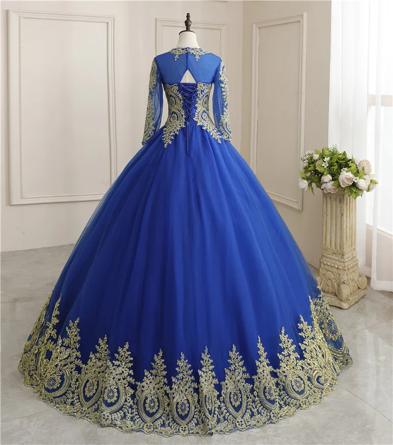 Gaun Quinceanera Gaun Pesta Prom Lengan Penuh Mewah Baru 2022 Gaun Vintage Vestidos Quinceanera Robe De Bal Warna Kustom