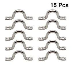 15pcs Bimini Boat Straps Pad Stainless Steel U-Shaped Deck Loops Heavy Duty Pad Eye Pad Eyes (4mm)