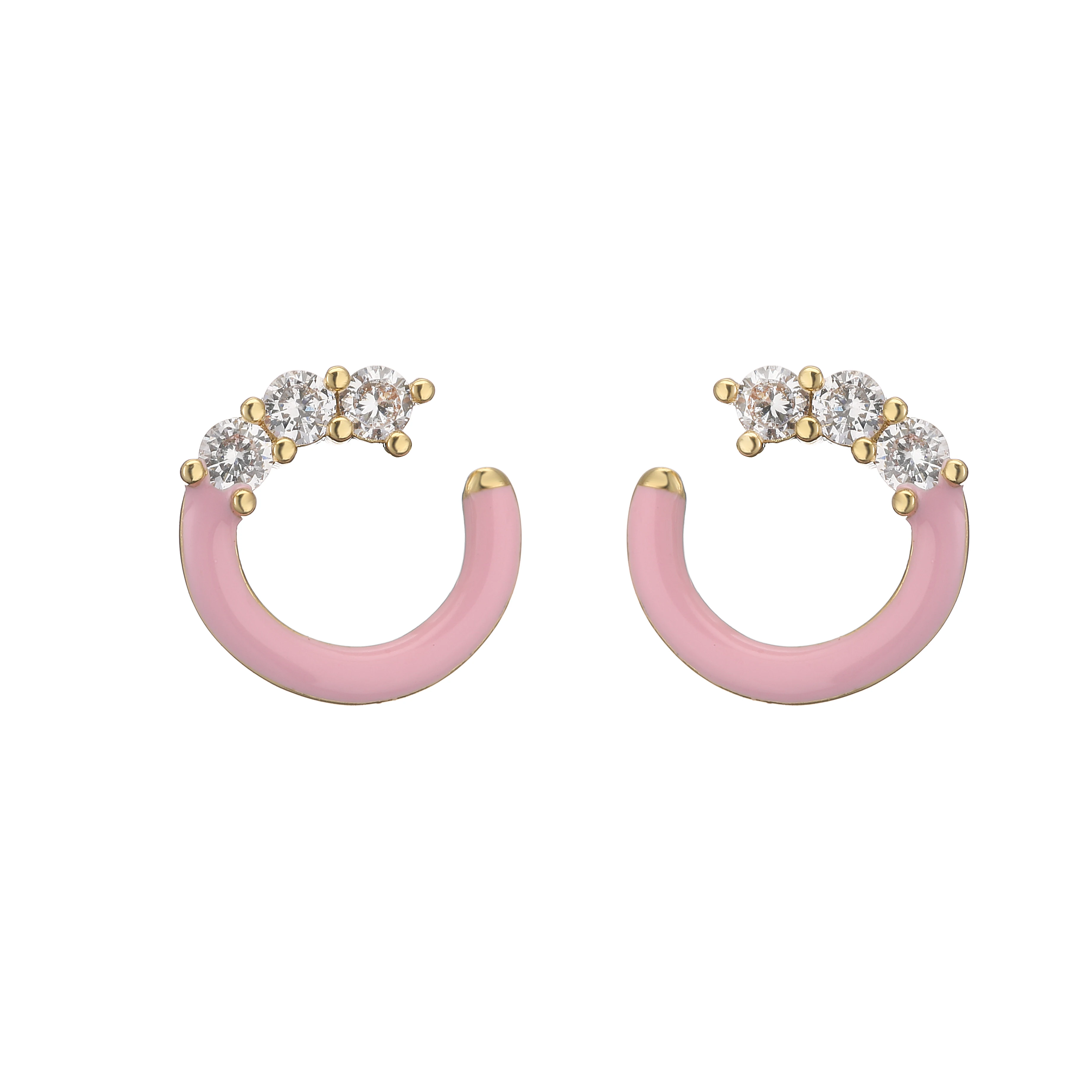 HECHENG,1 pair,Fashion Colorful Earrings,Cute C Shapr Enamel CZ Ear Stud,New Design Women Jewelry Wholesale