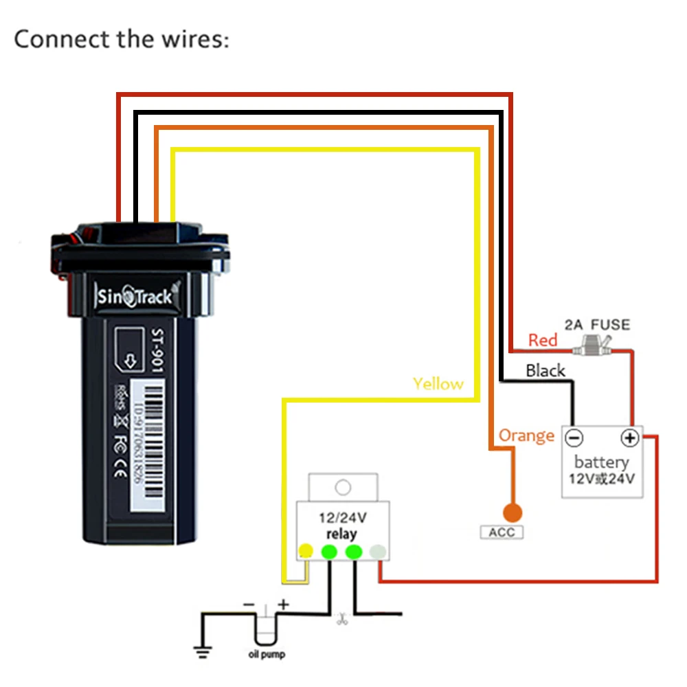 Mini Waterproof ST-901 4PIN Cable with Relay for Remote Control  Builtin Battery GSM 901L GPS tracker for Car Motorcycle Vehicle