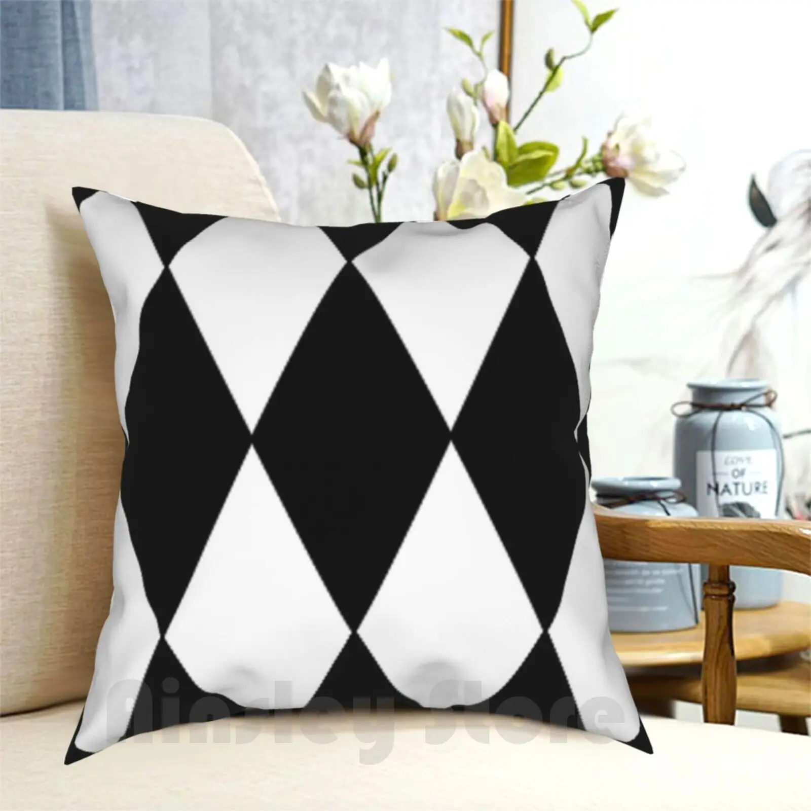 Large Black And White-Diamond-Argyle Pattern Designed For Home Decor And Clothing Outdoor Hiking Backpack Riding Climbing