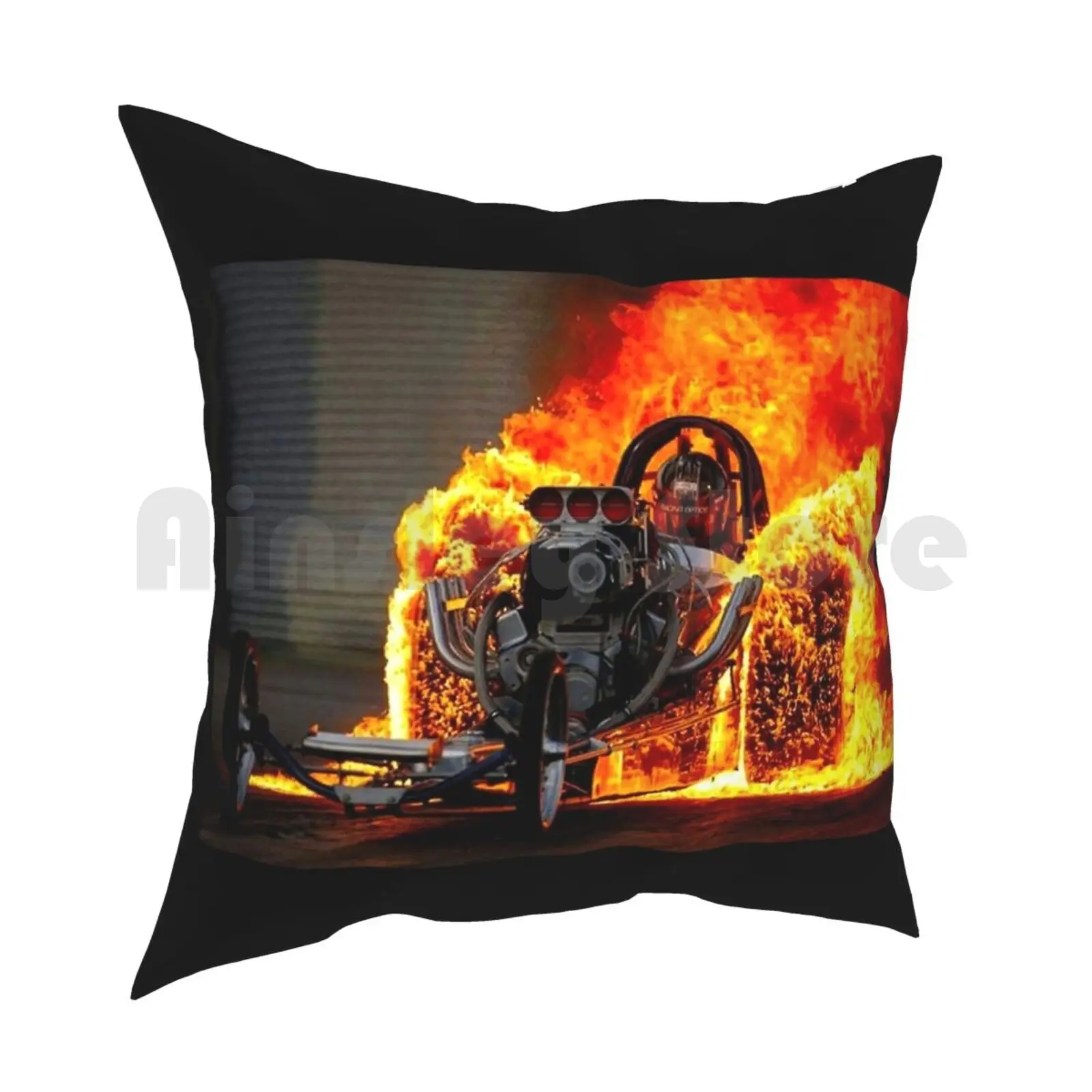 Drag Race ; Vintage Automobile Burn-Out Print Pillow Case Printed Home Soft Throw Pillow Drag Race Burn Out Fire Wheels