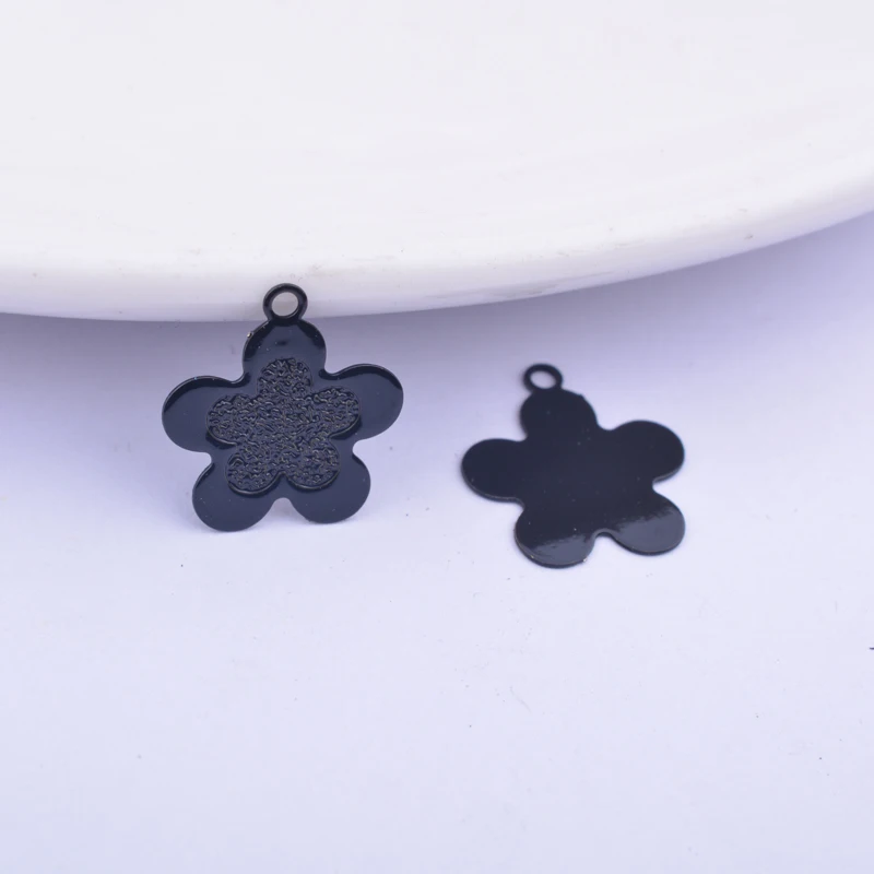 12pcs Making Eearring Black Flower Charms Lilies Rose Pendant Jewelry Accessories