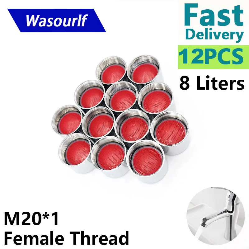 WASOURLF 12PCS M20*1 Water Saving Faucet Aerator 8L 20mm Female Thread Tap Spout Bubble Accessories Bathroon Basin Kitchen Part