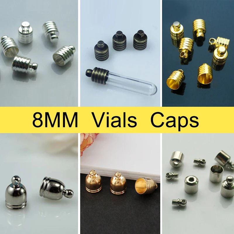 25PCS Metal  beads cap fit  for 8mm glass vial DIY jewelry findings accessories pendant connector