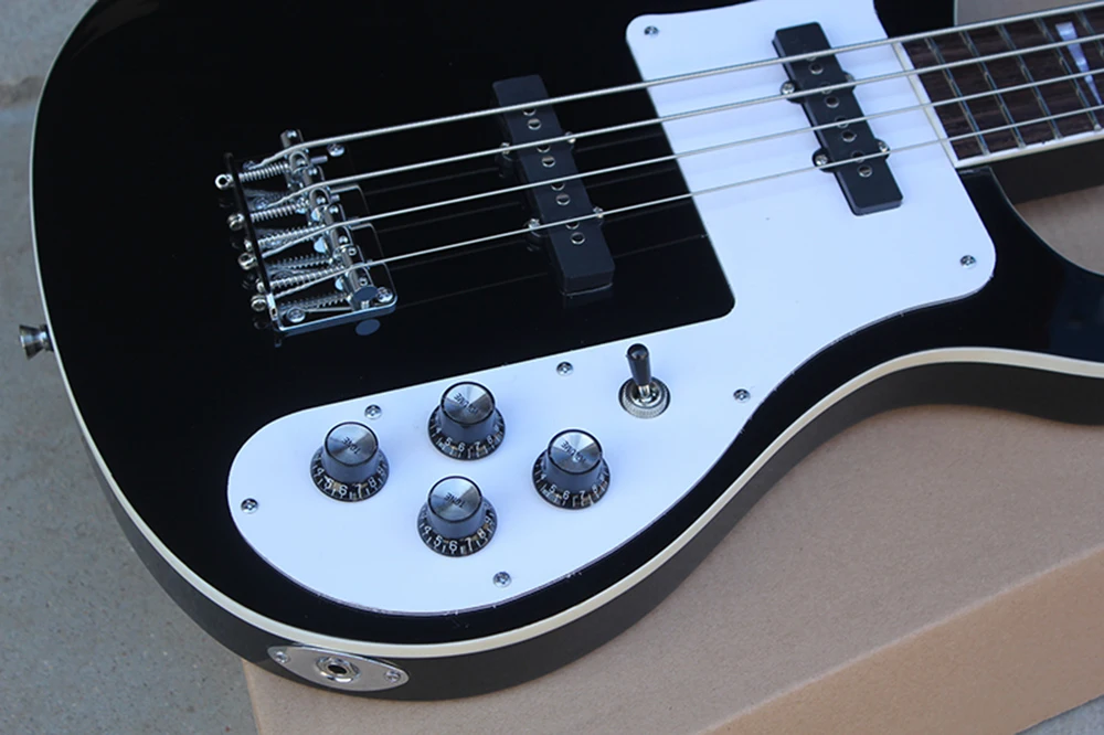 Factory Outlet-4 Strings Black/White  Electric Bass with 22 Frets,Rosewood Fretboard,Providing Customized Service