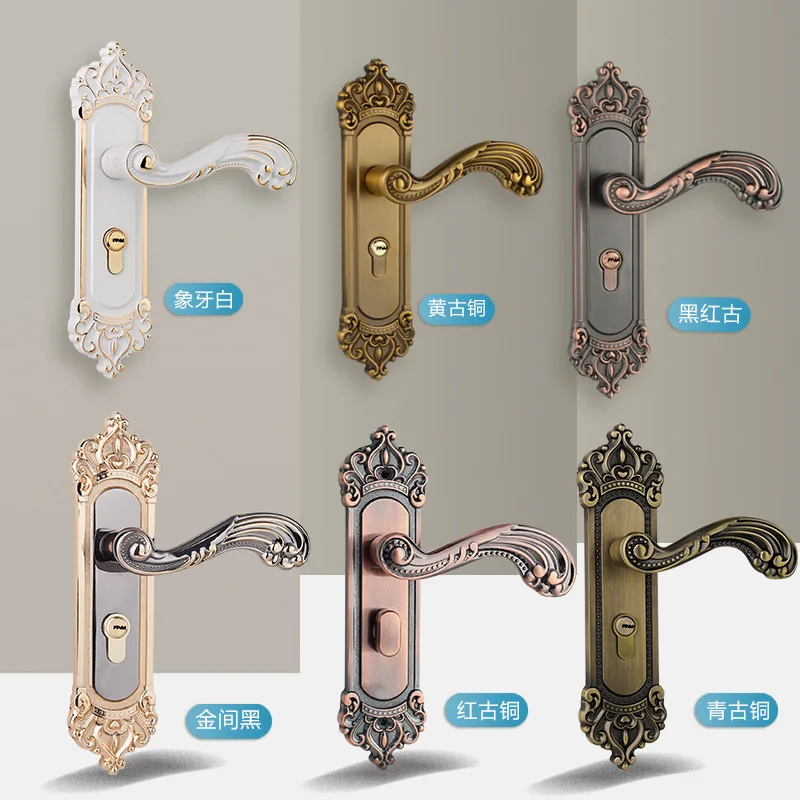 

European Style Room Door Lock Home Indoor Bedroom Wooden Door Handle Lock Double Door Fake Lock