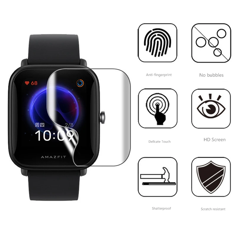 Screen Protector Film For Amazfit Bip U / Bip U Pro 3D Curved Soft Edge Full Coverage Scratch Resistant Protective Accessories