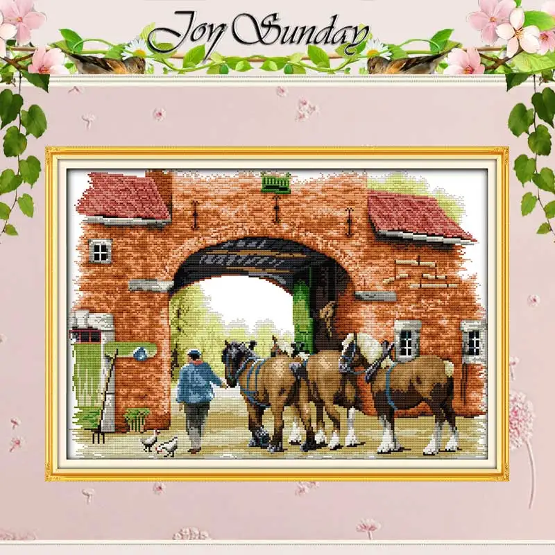 Three Horses Animals Counted Cross Stitch 11CT 14CT Printed Cross Stitch Set Wholesale Cross-stitch Kit Embroidery Needlework