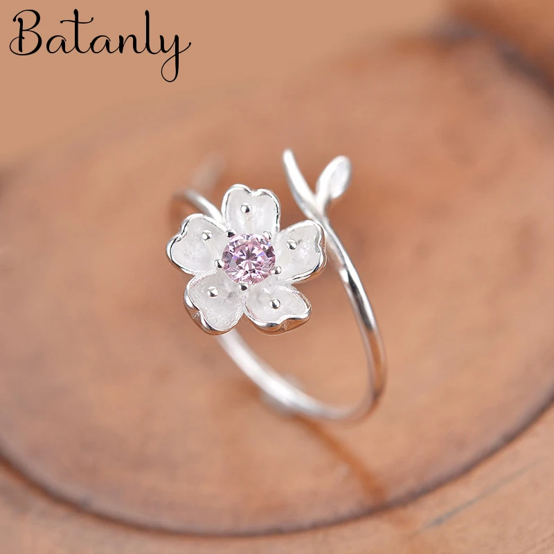 Bohemian Charm Boho Cheery Flower Rings For Women Lover Wedding Bridal Valentines Gifts Men Open Retro Antique Rings