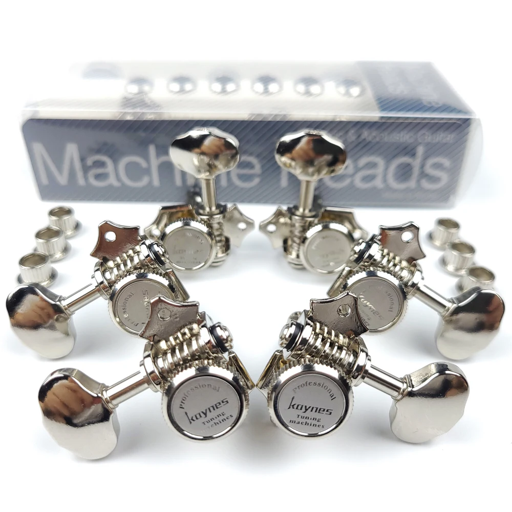 NEW Vintage 1:16 Open Gear Locking Tuning Pegs Gear Butterbean Guitar Machine Heads Tuners Nickel Silver