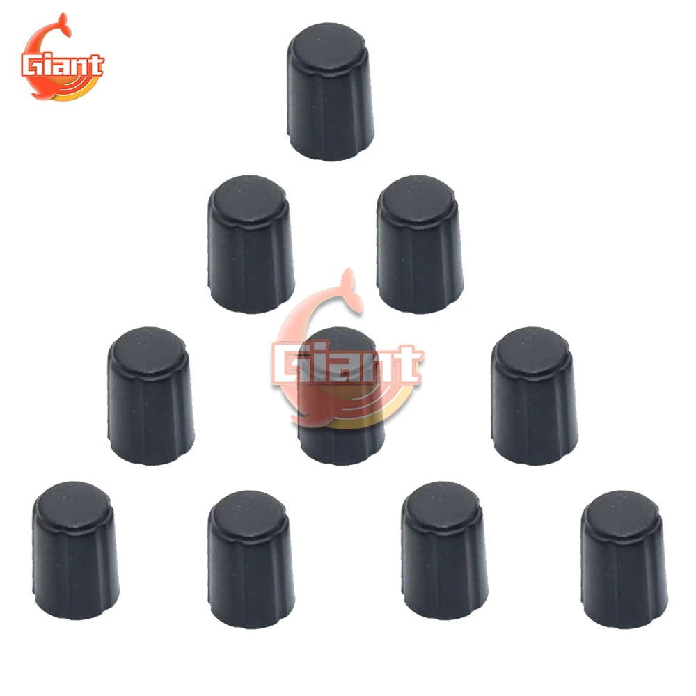 10pcs/lot Potentiometer 50K Log 11.4x15MM D Hole Half Shaft Knob Rotation Switch Volume Control Knob Black Potentiometer Knob