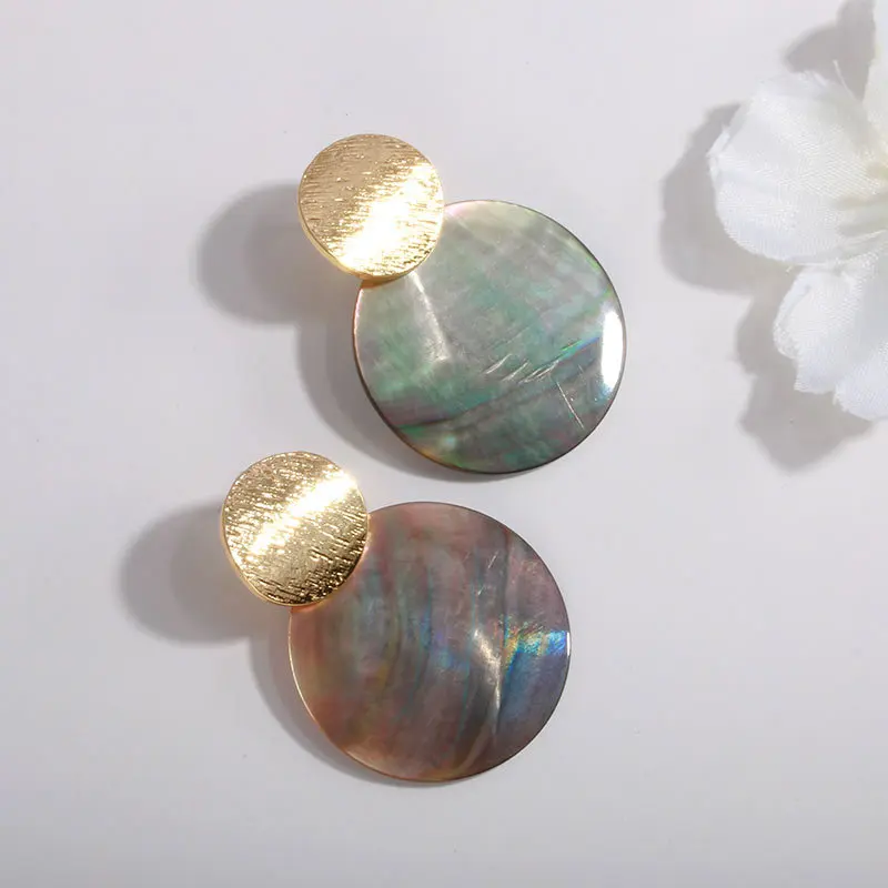 Fashion Wedding Jewelry Shell Pearl Geometric Clip on Earrings High Quality Shell Pendant no hole Earrings for women