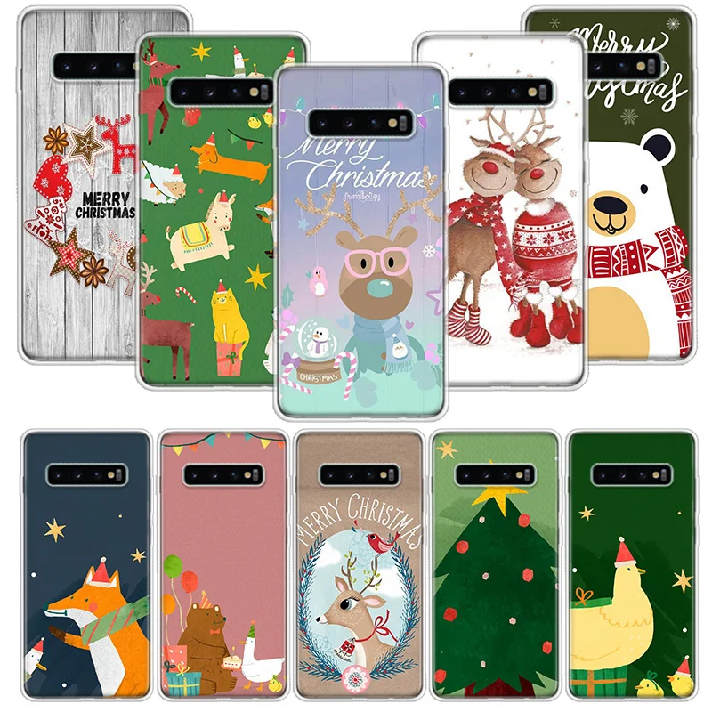 Merry Christmas gift Happy new Year cute Phone Case For Samsung Galaxy S23 S24 Ultra S20 FE S21 S22 Plus S10 S10E S9 S8 + Soft