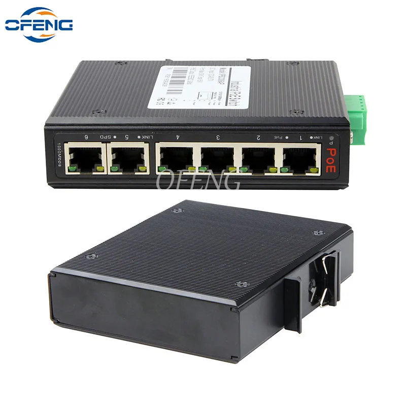 

6-портовый полногигабитный Промышленный Коммутатор Ethernet POE, умный коммутатор 4 * POE + 2 * RJ45 порта 802.3af/at ,IP40, с молнией, DIN-рейка