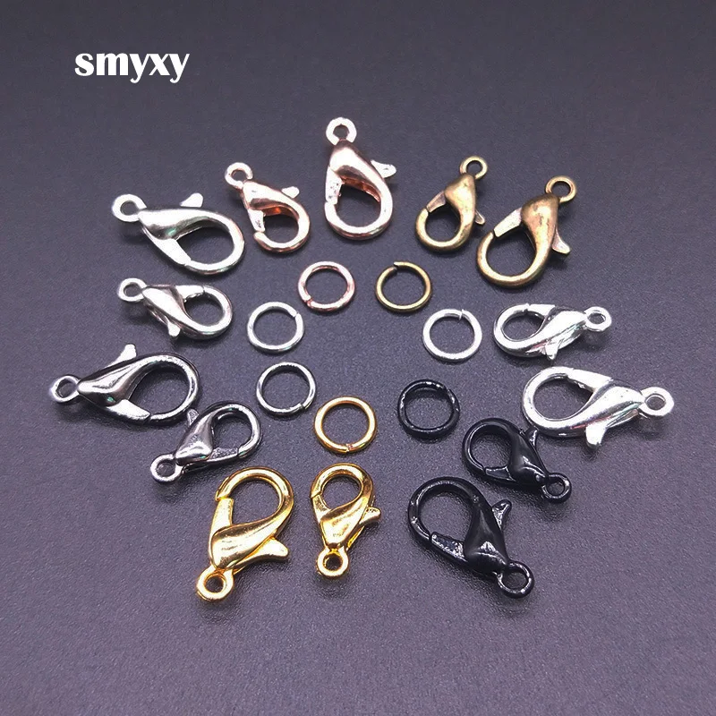 랍스터 걸쇠 후크 커넥터 및 오픈 서클 점프 링, DIY 목걸이 팔찌, 쥬얼리 제작 액세서리, 7 색 30 개, 100 개