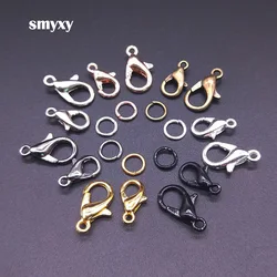랍스터 걸쇠 후크 커넥터 및 오픈 서클 점프 링, DIY 목걸이 팔찌, 쥬얼리 제작 액세서리, 7 색 30 개, 100 개