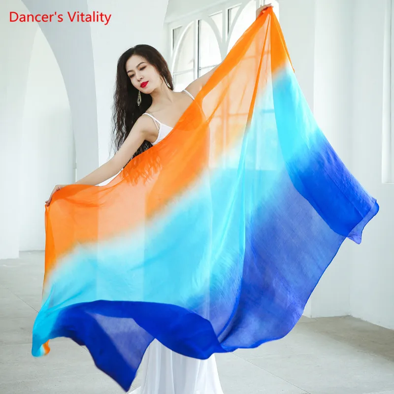 Belly Dance Veil 3 Colors Rainbow Silk Veil 260*114cm Female Adult Profession Elegant Performance Accessories