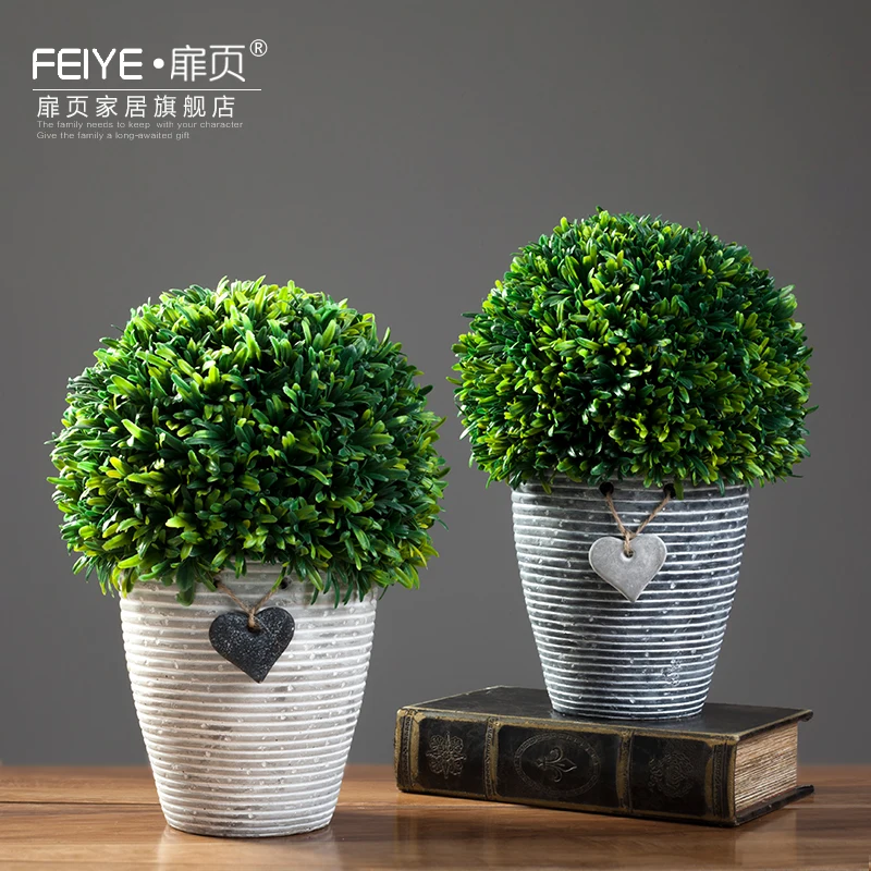 

Simulation plant decoration potted landscape tree ball green plant artificial flower living room indoor desktop modern simple