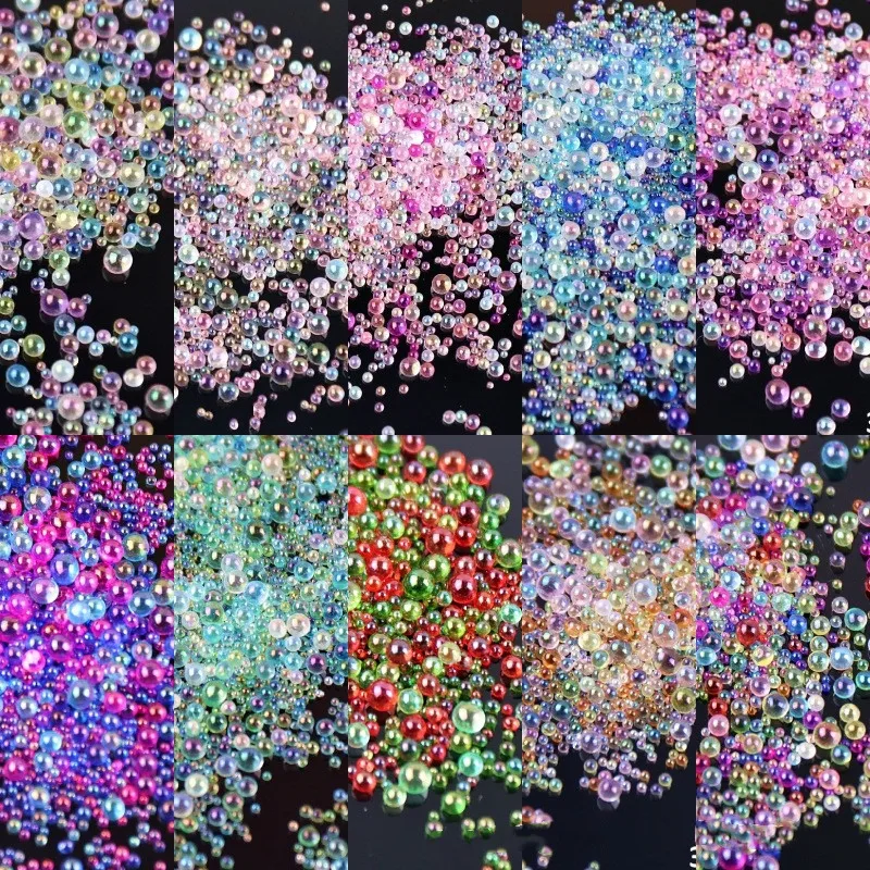 

100g Round Gradient Multicolors Bubble Beads For Sewing Dress Garment Bag Shoe Jewelry Epoxy Phone Case DIY Making Nail Art